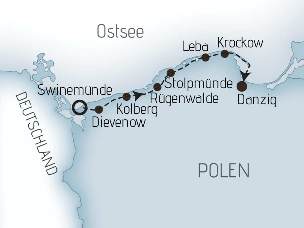 Karte Radreise Polen Ostseeküste