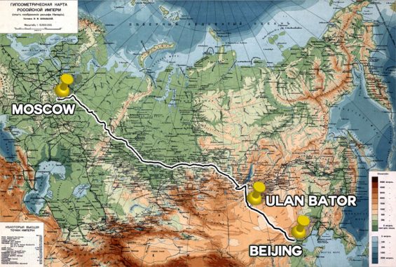 Karte Reiseroute 3 Hauptstädte Transsibirische Eisenbahn